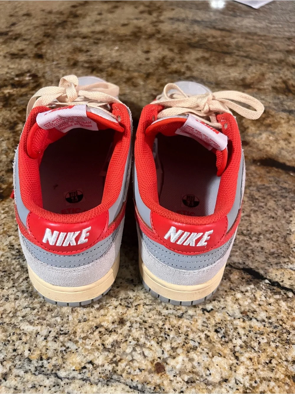 Nike Kids Gray and Red Low-Top Sneakers with Cream Sole